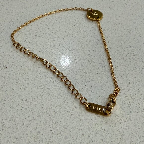 18k Gold Plated Dainty Anklet Bracelet with "B" Initial - Picture 6 of 7